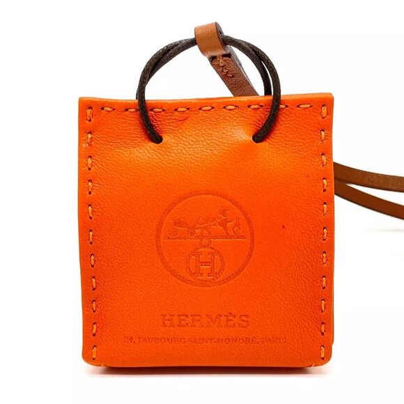 UNUSED HERMES Shopper charm Sac Orange strap charm Anyo Miro / Swift Orange - Picture 1 of 11